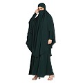 Premium Two Piece Jilbab combo in Firdaus Fabric-Bottle Green Premium Two Piece Jilbab combo in Firdaus Fabric-Bottle Green